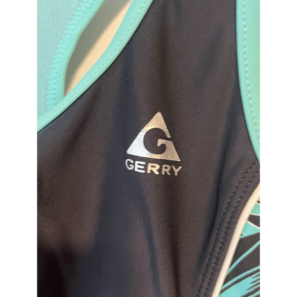 Gerry Girls One Piece Swimsuit Size 16 Black Teal Racerback - Picture 5 of 11